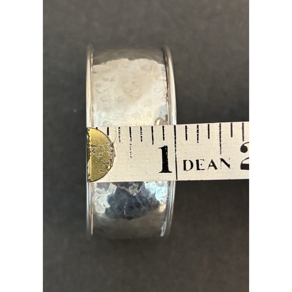 Vintage Mexican 925 Sterling Silver Hammered Cuff Bracelet Artisan Made 21.8g - Picture 5 of 6